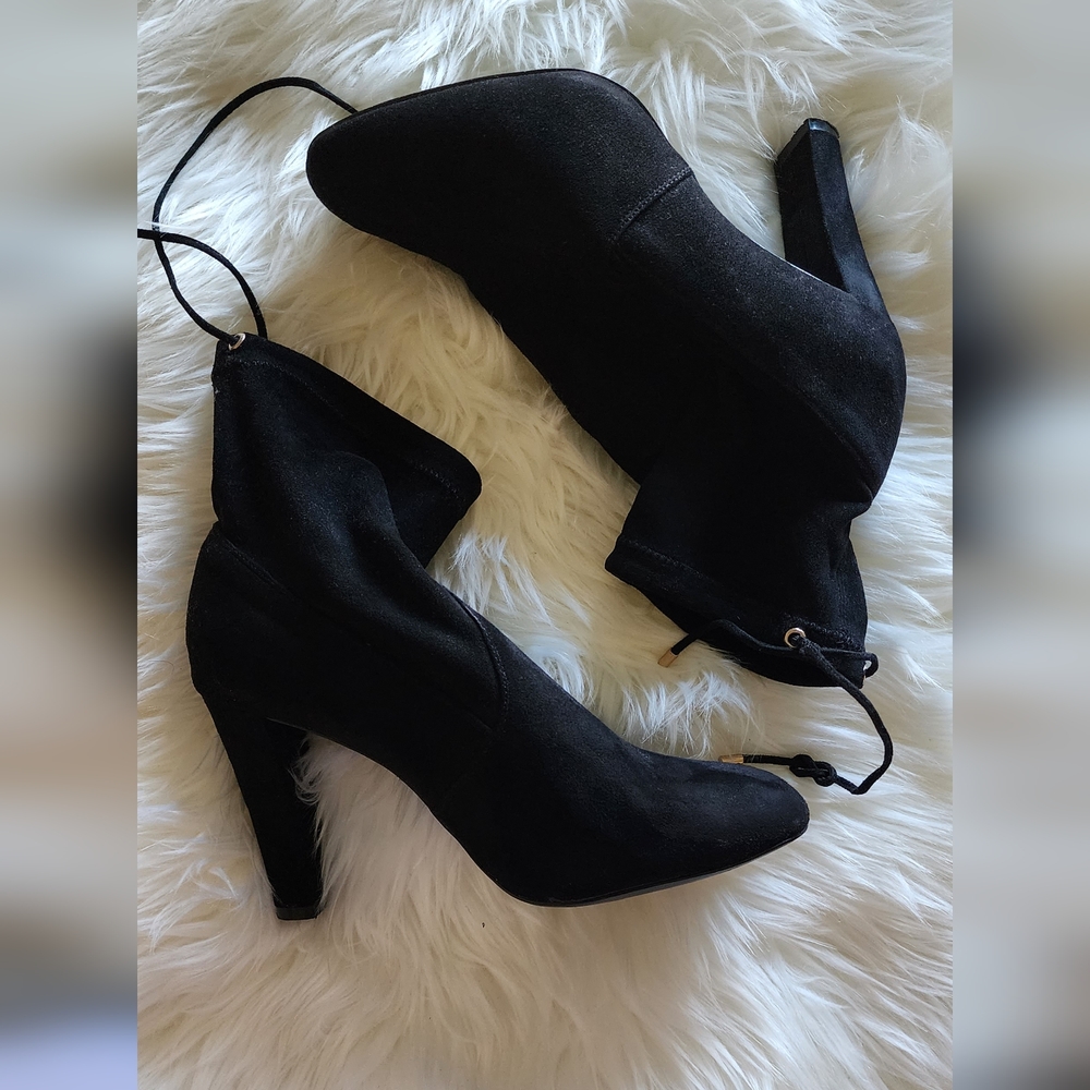 Black booties with ankle tie
